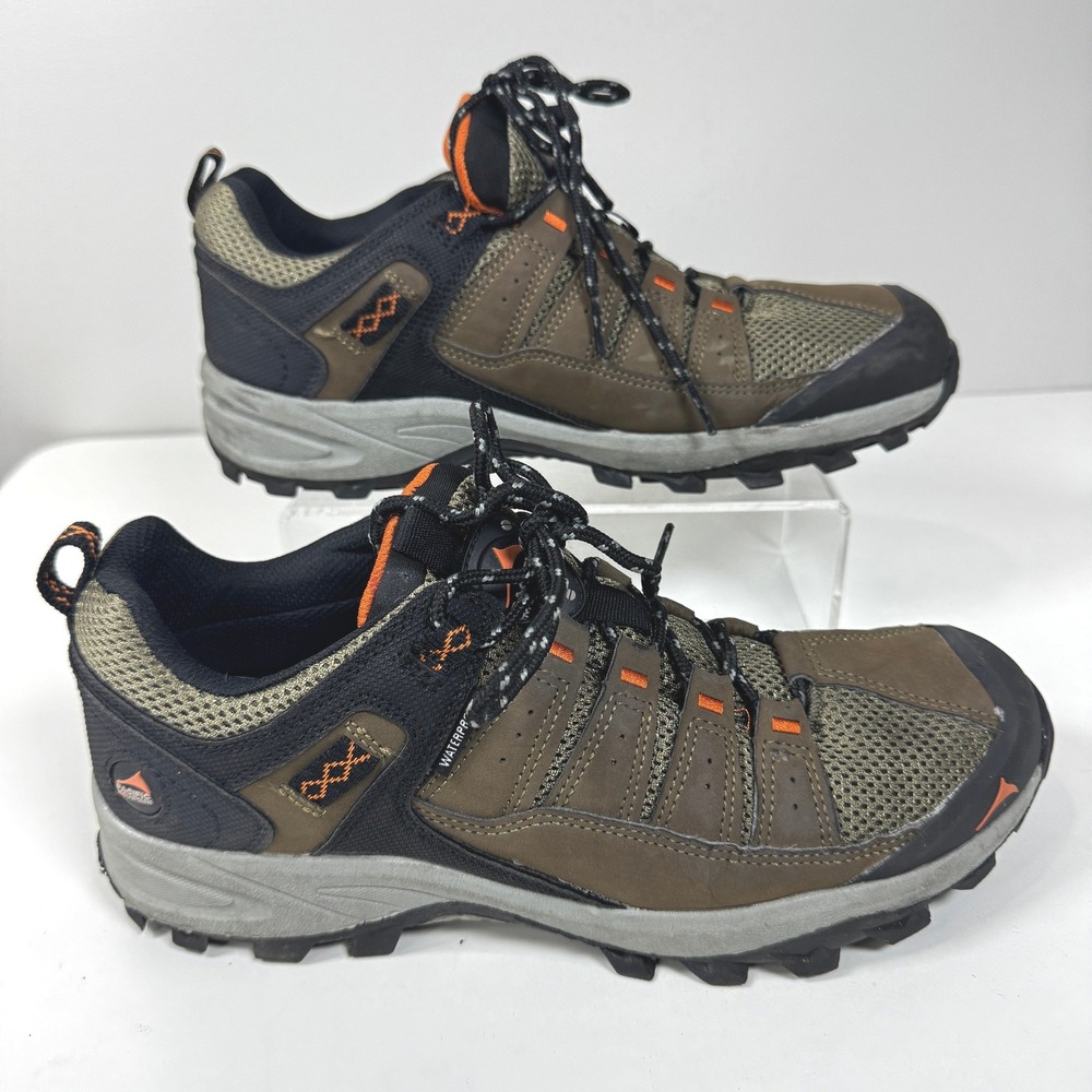 Pacific Mountain Coosa Low Waterproof Trail Shoes Brown Neon Orange Men Sz 8